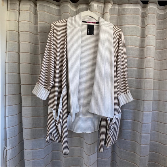 Anthropologie Dolan T Shirt Brown Striped Cardigan - Picture 9 of 9